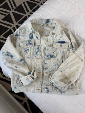 Free People Rumors Jones Tie Dye Blue Denim Jacket